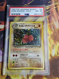 1997 Japanese Team Rocket Dark Dugtrio Holo #51 PSA 8 NM-MT - Image 1