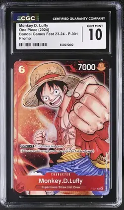 2024 ONE PIECE BANDAI CARD GAMES FEST 23-24 #001 MONKEY D. LUFFY CGC 10 - Image 1