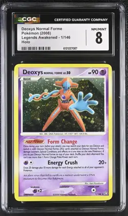 CGC 8 Deoxys Normal Forme 2008 Legends Awakened 1/146 Holo Pokemon Card - Image 1