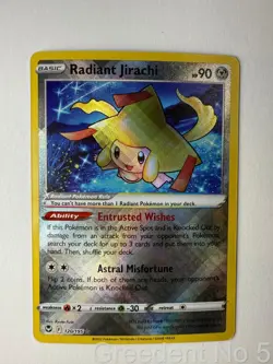 Radiant Jirachi 120/195 Radiant Rare Silver Tempest Pokemon Near Mint - Image 1