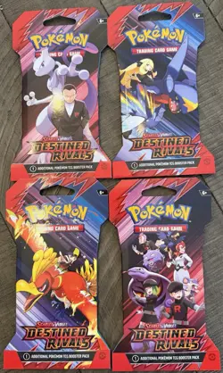 Pokemon TCG Scarlet & Violet Destined Rivals Full Art 4 Booster Packs Sleeved - Image 1