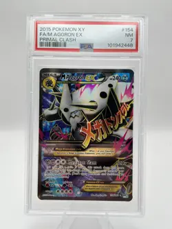 2015 POKEMON XY PRIMAL CLASH #154 FULL ART/M AGGRON EX PSA 7 - Image 1
