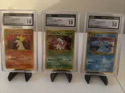 CGC 10 Sequential Set Meganium Typhlosion Feraligatr Pokemon Japanese Old Back - Image 1