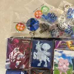 HUGE Pokemon TCG Accessories Lot Sleeves Coins Stickers Energy Dice Mat SEALED - Image 2