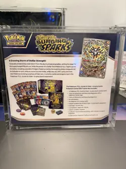 Surging Sparks Pokemon Center ETB with Acyrlic Case Brand New Perfect Condition - Image 2