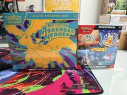 Pokemon TCG Ascended Heroes Etb + Surging Sparks Booster Bundle (small rip Etb) - Image 1