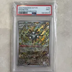 2024 POKEMON SVP EN-SV BLACK STAR PROMO #159 MAGNETON SURGING SPARKS ETB PSA9￼ - Image 1