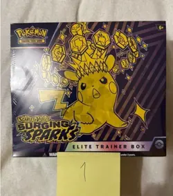Pokemon TCG Surging Sparks ETB New & Sealed includes Acrylic Case - Image 1