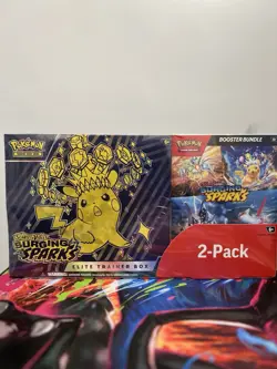 Pokemon Surging Sparks ETB and Booster Bundle SEALED (Costco 2 Pack) - Image 1