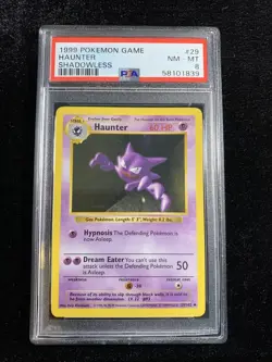 Haunter 29/102 - Shadowless - Base Set 1999 Pokemon WoTC Card - PSA 8 NM / MINT - Image 1