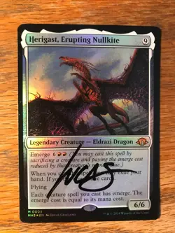 Magic the Gathering MTG foil Herigast, Erupting Nullkite MH3 signed NM - Image 2