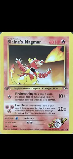 Pokemon Blaine's Magmar #037 Gym Heroes 1st Edition Regular Card - Image 1