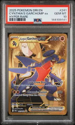 2025 POKEMON DRI EN-DESTINED RIVALS HYPER RARE #241 CYNTHIA'S GARCHOMP EX PSA 10 - Image 1