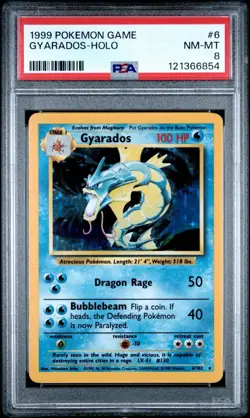 1999 POKEMON BASE SET UNLIMITED #6 GYARADOS-HOLO PSA 8 - Image 1