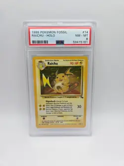 Pokemon PSA 8 Raichu Holo | 14 | TCG Fossil 1999 WOTC - Image 1