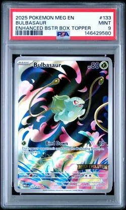 2025 POKEMON EN MEGA EVOLUTION ENHANCED BOX TOPPER BULBASAUR PSA 9 - Image 1