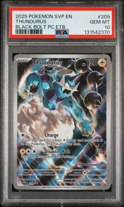 PSA 10 THUNDURUS 209 BLACK STAR PROMO POKEMON CENTER STAMPED BLACK BOLT ETB ⚡ - Image 1