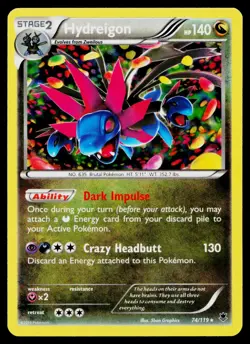 Hydreigon 74/119 Cosmo Holo Holo Rare Phantom Forces Pokemon Lightly Played - Image 1