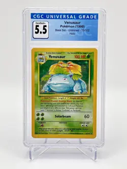 Pokemon TCG Base Set Venusaur Unlimited Holo 15/102 CGC 5.5 - Image 1