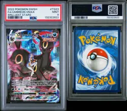 2022 POKEMON SWORD & SHIELD BRILLIANT STARS #TG23 FULL ART/UMBREON VMAX PSA 9 - Image 3