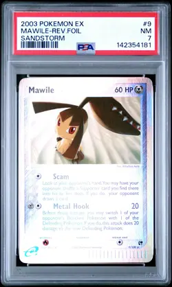2003 POKEMON EX SANDSTORM #9 MAWILE-REVERSE FOIL PSA 7 - Image 1