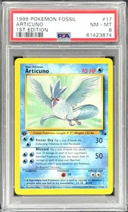 1999 Pokemon Fossil 1st Edition Articuno #17 PSA 8 (57) - Image 1