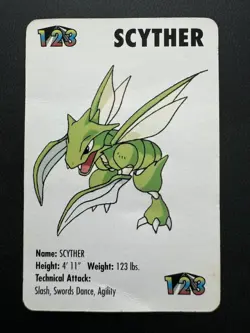1998 Pokemon Scyther #123 KFC Promo Mini RARE! - Image 1