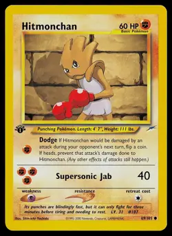 Pokemon Card - Hitmonchan Neo Destiny 69/105 Common 1st Edition - Image 1