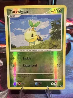 Pokemon Turtwig 60HP Diamond & Pearl 103/130 Reverse Holo Common Basic Card(DMG) - Image 1