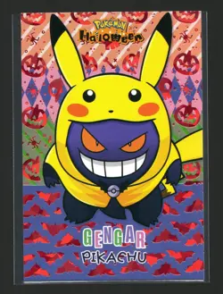 POKEMON HALLOWEEN CARD * GENGAR PIKACHU PONCHO * HOLO-BOX HIT - Image 1
