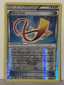 Focus Sash Reverse Holo 91/111 XY - Furious Fists MP Pokemon Fast Ship - Image 1