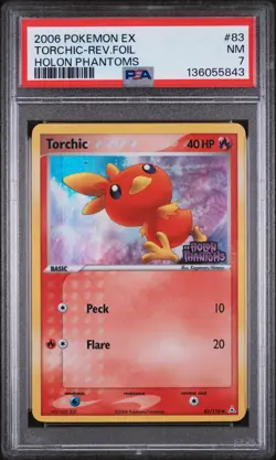2006 POKEMON EX HOLON PHANTOMS #83 TORCHIC-REVERSE FOIL PSA 7 - Image 1