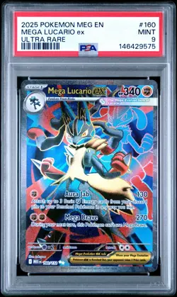 2025 POKEMON MEG EN-MEGA EVOLUTION ULTRA RARE #160 MEGA LUCARIO EX PSA 9 - Image 1