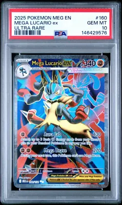 2025 POKEMON MEG EN-MEGA EVOLUTION ULTRA RARE #160 MEGA LUCARIO EX PSA 10 - Image 1