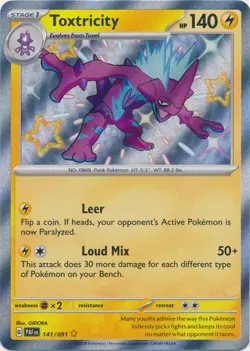 Toxtricity 141/091 Shiny Rare Paldean Fates Pokemon TCG - Image 1