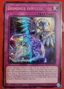 YuGiOh Dominus Impulse MP25-EN116 Prismatic Secret Rare 1st Ed Groove on Back - Image 1