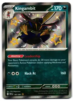 Kingambit 187/091 - Paldean Fates Shiny Rare Pokemon TCG - LP Card - Image 1
