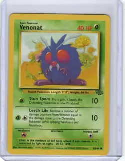 Venonat Jungle Base Set 63/64 Common Pokemon Card LP - 200 - Image 1