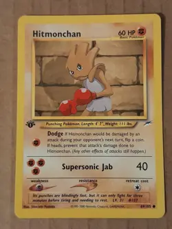 Pokemon Hitmonchan 69/105 1st Edition NEO Destiny NM See Pictures - Image 1