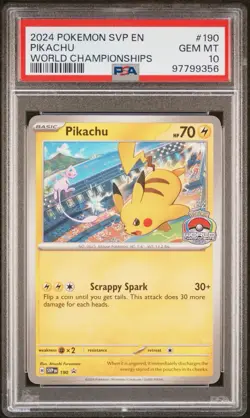 Pokemon Pikachu World Championships 2024 Promo 190 PSA 10 Regular English Card - Image 1