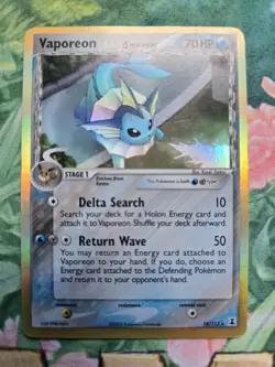 Vaporeon delta EX11: EX Delta Species (18/113) Holo Rare Pokemon Card DMG - Image 1