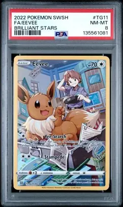EEVEE #TG11 PSA 8 2022 POKEMON SWORD & SHIELD BRILLIANT STARS FULL ART - Image 1