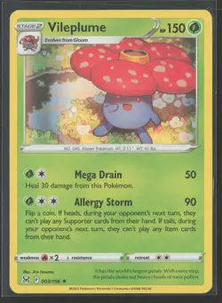 Vileplume Holo Rare SWSH11: Lost Origin 003/196 NM Pokemon Card - Image 1