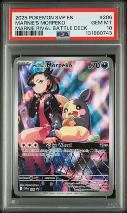 2025 POKEMON SVP EN-SV BLACK STAR PROMO #206 MARNIE'S MORPEKO PSA 10 - Image 1