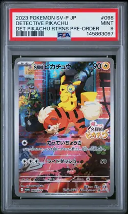 2023 POKEMON JPN SV-P PROMO #098 DETECTIVE PIKACHU PSA 9 - Image 1