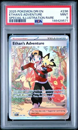 2025 POKEMON DESTINED RIVALS SPECIAL ILLUSTRATION RARE ETHAN'S ADVENTURE PSA 9 - Image 1