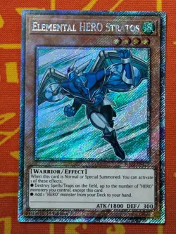 YUGIOH ELEMENTAL HERO STRATOS PLATINUM SECRET RARE 1ST NEAR MINT RA03-EN177 - Image 1