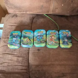 EMPTY Sinnoh Stars Pokemon TCG Complete 5 Mini Tin Set with Cards - Image 1