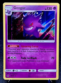 Gengar 38/111 NM Holo Rare Awesome Foil Bleed Full Moon Artwork Pokemon Card! - Image 2