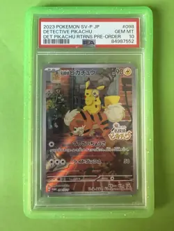 PSA 10 Detective Pikachu 098/SV-P Pre-Order Promo Japanese Pokemon Card GEM MINT - Image 1
